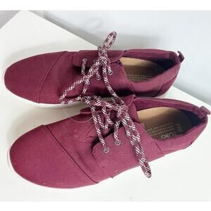 Toms Womens Del Rey Burgundy Washed Canvas Shoes 8.5